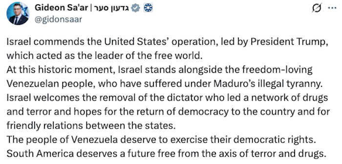 Mỹ bắt giữ Tổng thống Venezuela: Israel đưa ra phát ngôn gây chú ý Ảnh 1