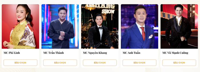 Dù có tên trong danh sách đề cử hạng mục Người dẫn chương trình xuất sắc, Trấn Thành đã không được gọi tên ở kết quả chung cuộc. Ảnh chụp màn hình