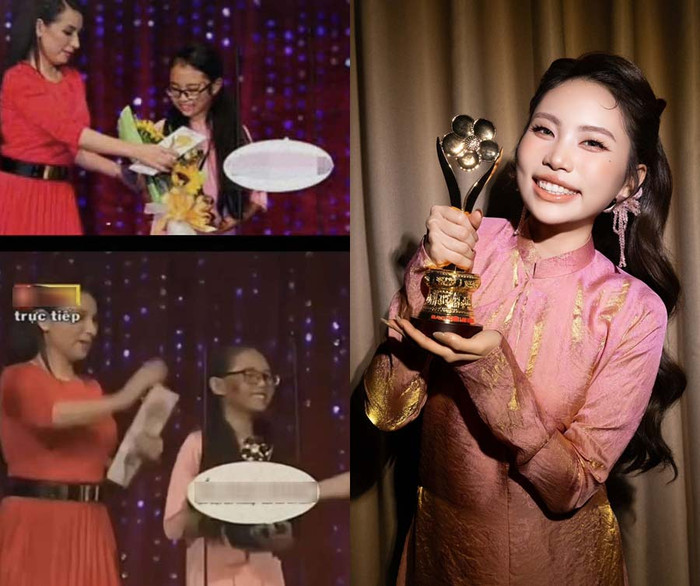Lần đầu được nhận giải Mai Vàng của Phương Mỹ Chi là cô được cố ca sĩ Phi Nhung xướng tên, trao giải.