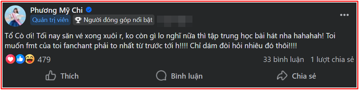 Phương Mỹ Chi nhắn nhủ người đặc biệt: 'Dám đòi hỏi nhiêu đó thôi' Ảnh 1