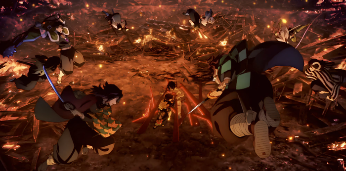 Tanjiro trong trận chiến tại Vô Hạn Thành