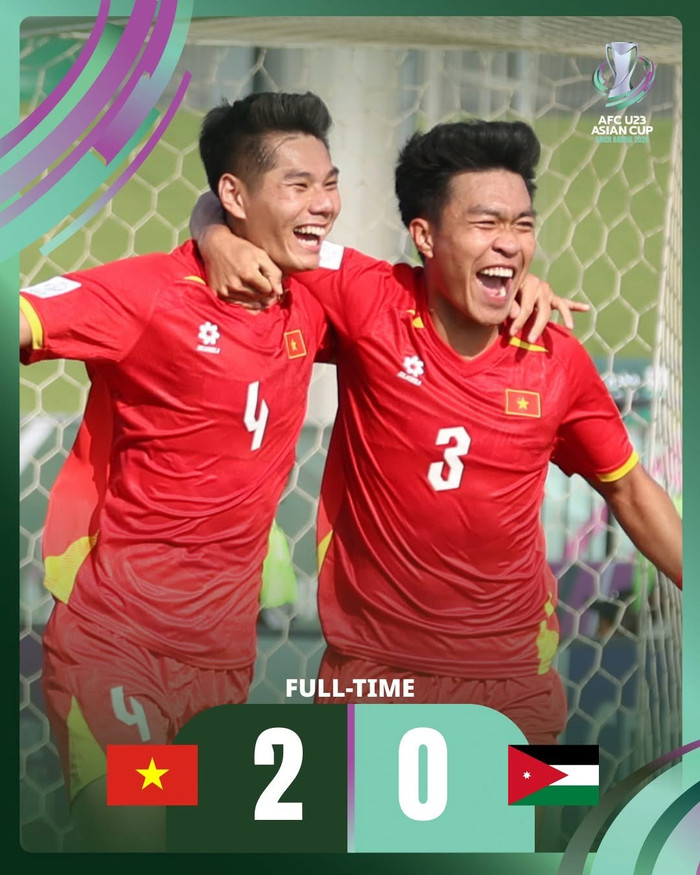 U23 Việt Nam thắng Jordan. Ảnh: AFC
