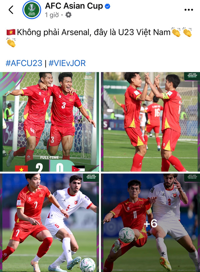 Bình luận gây sốt của AFC về U23 Việt Nam sau khi thắng Jordan 2-0. Ảnh: AFC