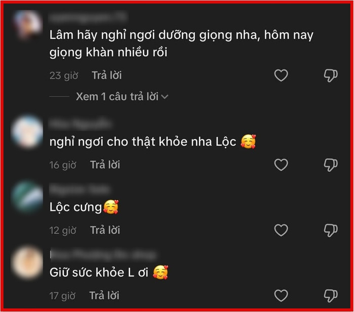 Người hâm mộ lo lắng cho sức khỏe của Hoài Lâm.