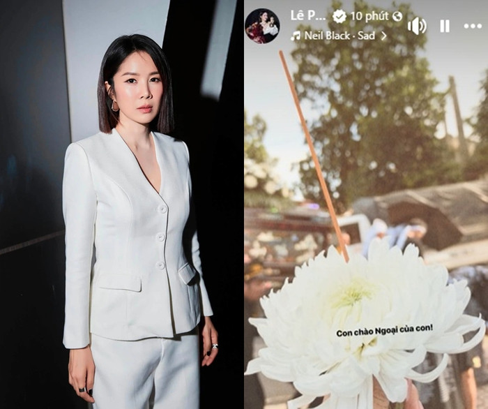 Lê Phương đau buồn đưa tiễn bà ngoại.