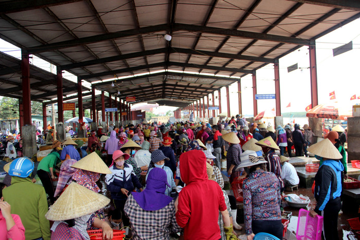 Khung cảnh nhộn nhịp ở chợ cá Lạch Vạn. Ảnh: báo Nghệ An