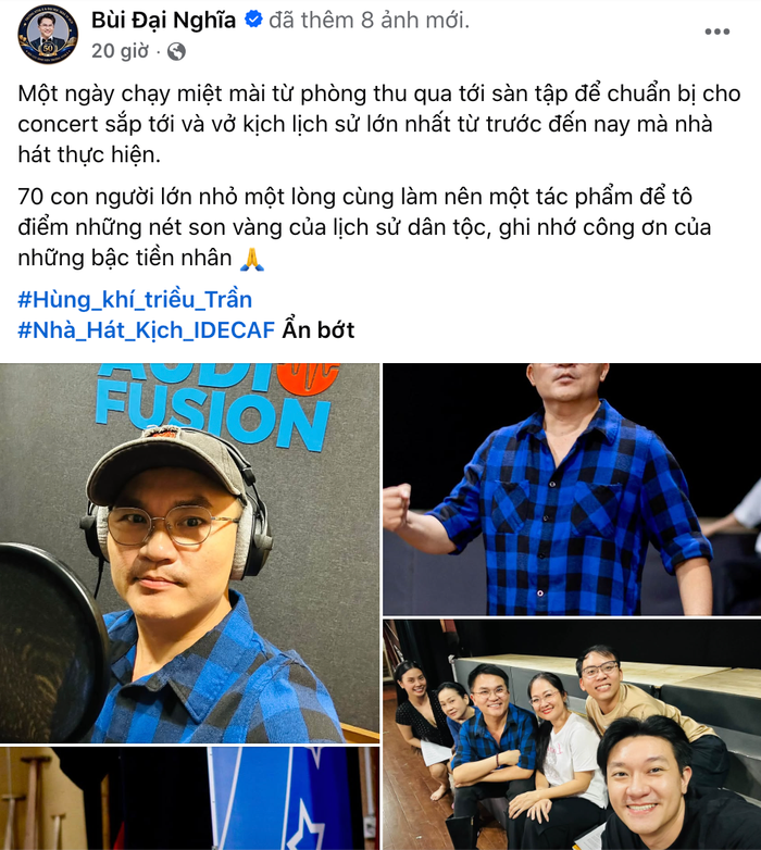 Đại Nghĩa chia sẻ hậu trường tất bật.