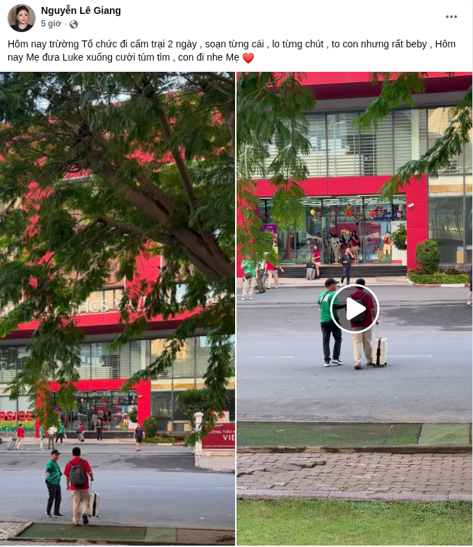 Lê Giang chia ser hình ảnh con trai nhìn từ phía xa. Ảnh: FBNV