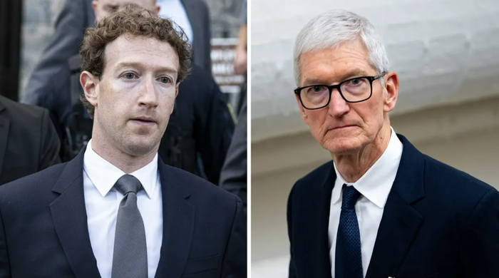 Mark Zuckerberg và Tim Cook.