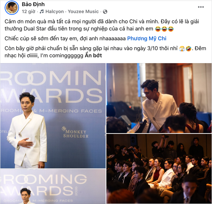 Diễn viên Bảo Định chia sẻ khoảnh khắc nhận tin vui tại Grooming Awards 2026.