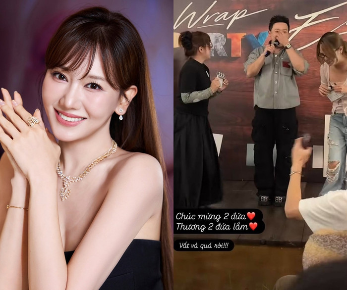 Hari Won báo tin Trấn Thành vừa tổ chức tiệc đóng máy, khép lại hành trình quay phim điện ảnh mới.&nbsp;