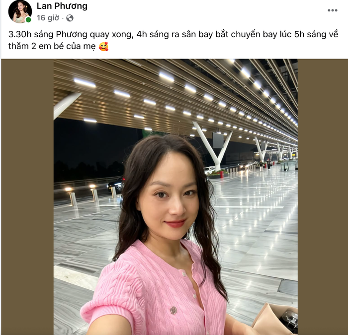 Diễn viên Lan Phương trở về chăm con ngay sau khi hoàn thành công việc.
