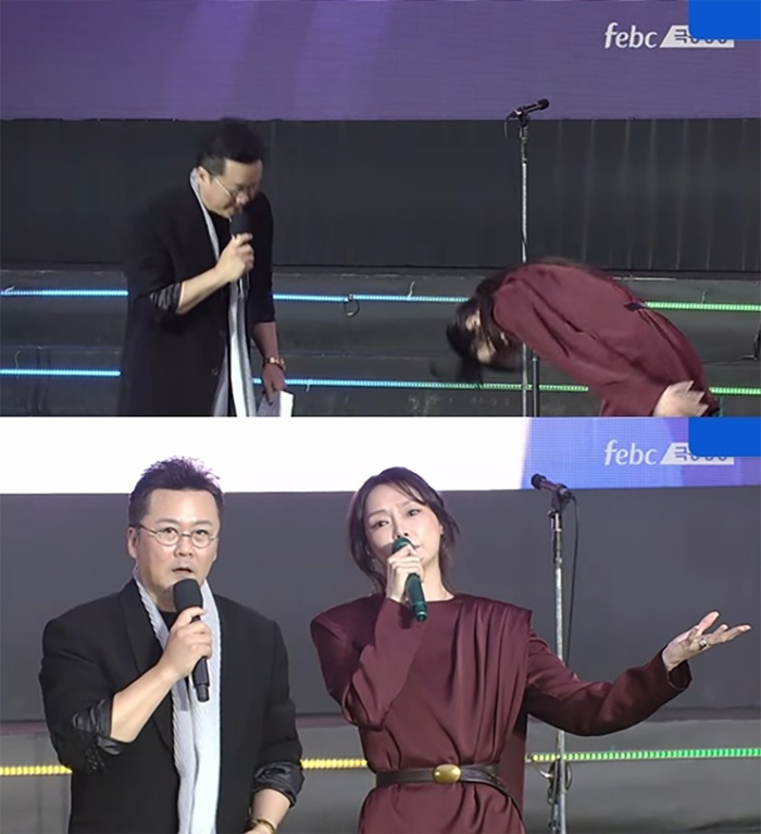 Gong Hyung Jin gây tranh cãi với phát ngôn dành cho nữ diễn viên Cha Ji Yeon ngay trên sân khấu.