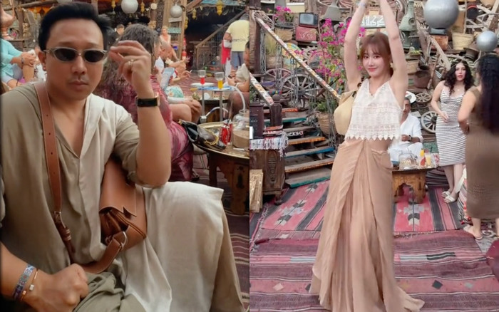 Trấn Thành so kè với clip của Hari Won ở Ai Cập.