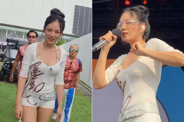 Các đoạn video ghi lại màn trình diễn của BIBI nhanh chóng lan truyền trên mạng, làm dấy lên tranh luận về những động tác vũ đạo mà một số khán giả cho là khiêu khích. Ảnh: Ảnh chụp màn hình từ Instagram waterbomb_official