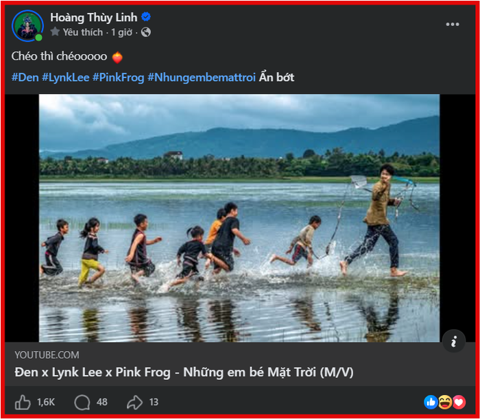 Hoàng Thùy Linh công khai ủng hộ sản phẩm âm nhạc mới của Đen Vâu.