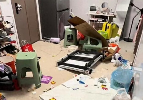Cơn thịnh nộ của người chồng khiến căn hộ của hai vợ chồng (ảnh trên) trở nên tan hoang. (Ảnh: 163.com)