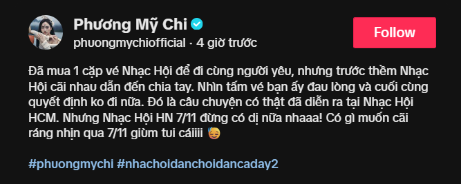 Phương Mỹ Chi gây chú ý với câu chuyện buồn liên quan đến nhạc hội Dân chơi dân ca.
