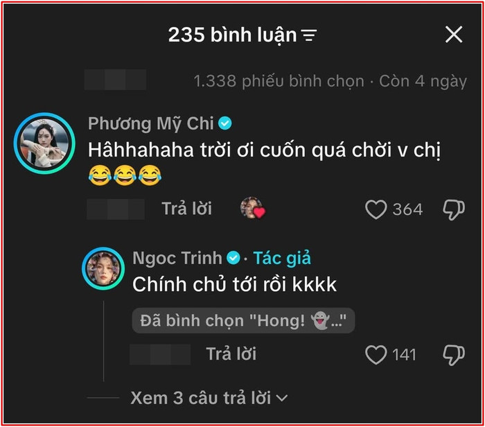 Phương Mỹ Chi thích thú khi Ngọc Trinh 'cưới chồng' trong đoạn clip Thiên đường với người thương.