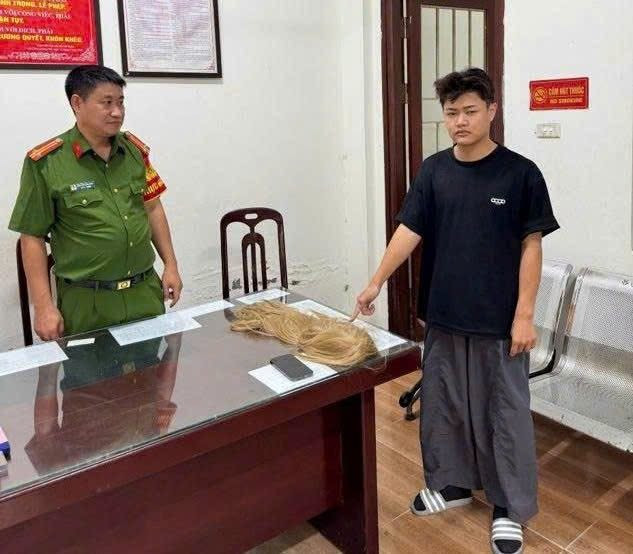 Đối tượng Nguyễn Hoàng Huy tại Cơ quan Công an.&nbsp;