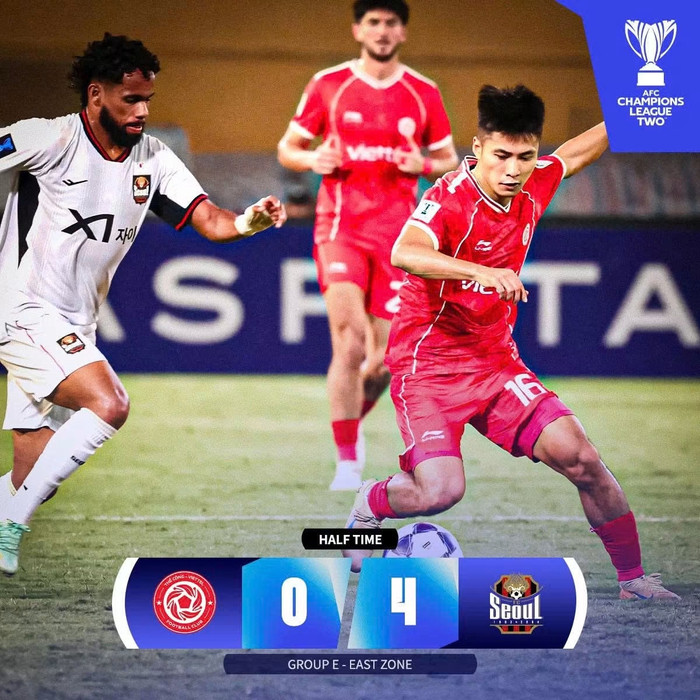 Thể Công Viettel nhận thất bại nặng nề 0-5 trước FC Seoul ở lượt trận thứ ba AFC Champions League Two 2026/27 tối 28/10. Ảnh: Thể Công Viettel
