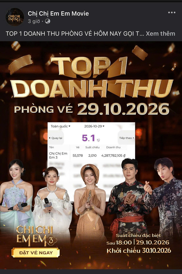 fanpage chính thức của phim đưa ra công bố. Ảnh: FBNV.