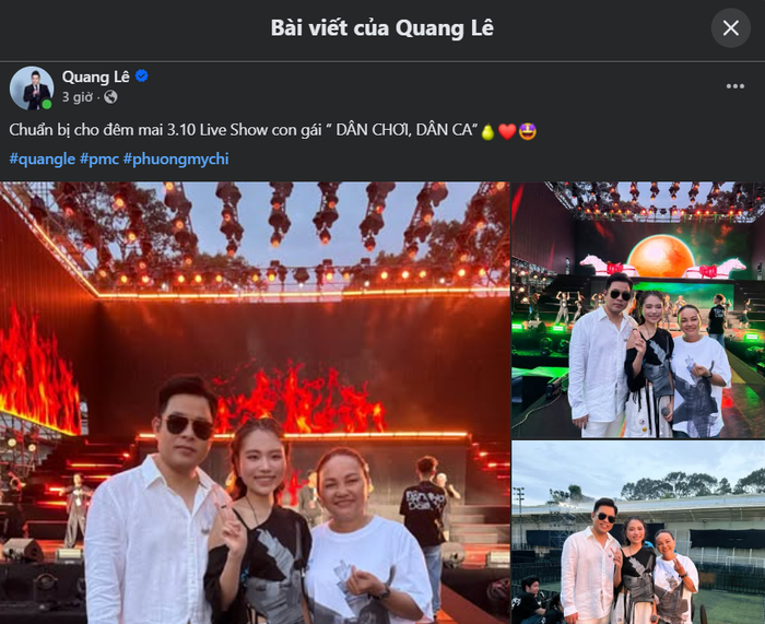 Nam ca sĩ công khai gọi Phương Mỹ Chi là con gái, cho thấy mối quan hệ vẫn rất tốt đẹp sau nhiều năm xa cách.