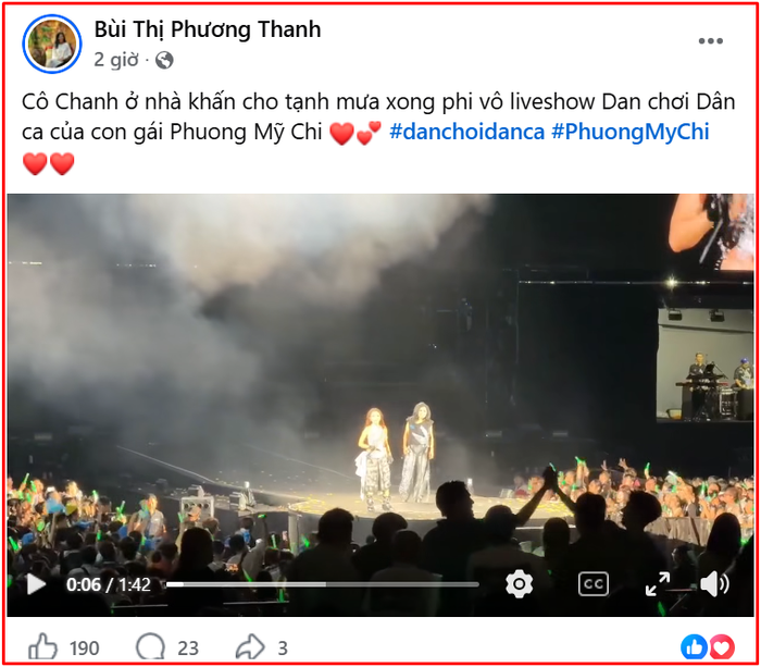 Cách Phương Thanh gọi Phương Mỹ Chi là 'con gái' cho thấy mối quan hệ thân tình giữa hai nghệ sĩ.&nbsp;
