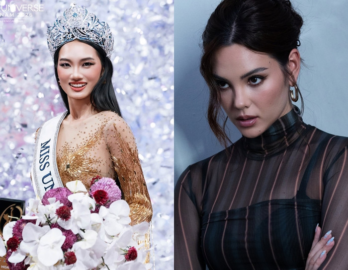 Catriona Gray chúc mừng Quỳnh Anh đăng quang Miss Universe Vietnam 2026.
