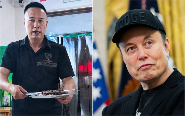 Chủ quán thịt nướng được đánh giá có ngoại hình giống Elon Musk. Nguồn: Sina