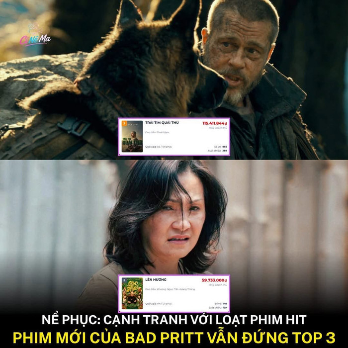 Hồng Đào chia sẻ hình ảnh phim Lên Hương xuất hiện cạnh phim của Brad Pitt.