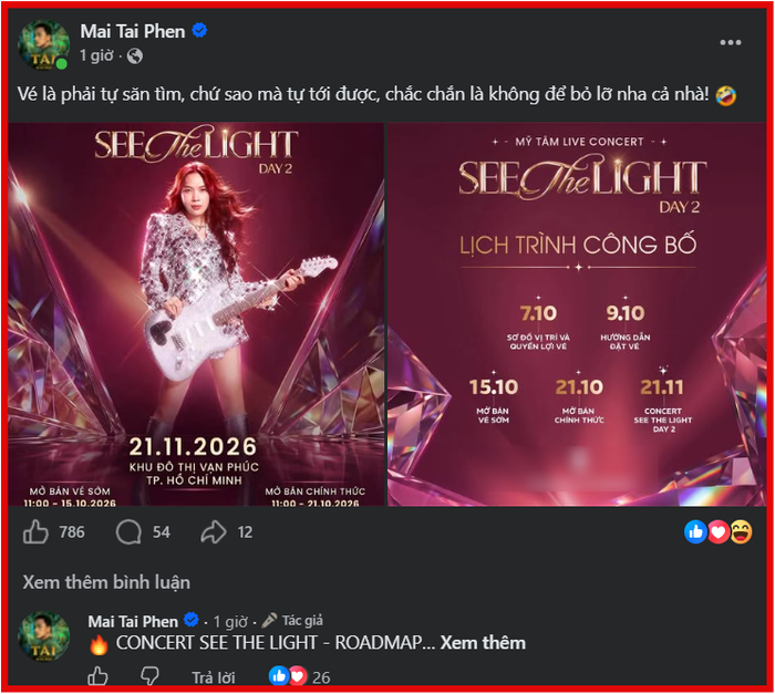 Mai Tài Phến cũng nhập cuộc vui với không khí hừng hừng của See The Light.