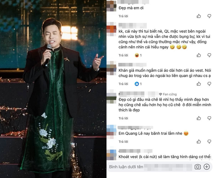 Khán giả phản ứng trái chiều về cách Quang Lê kết hợp trang phục trong đêm nhạc của Phương Mỹ Chi.