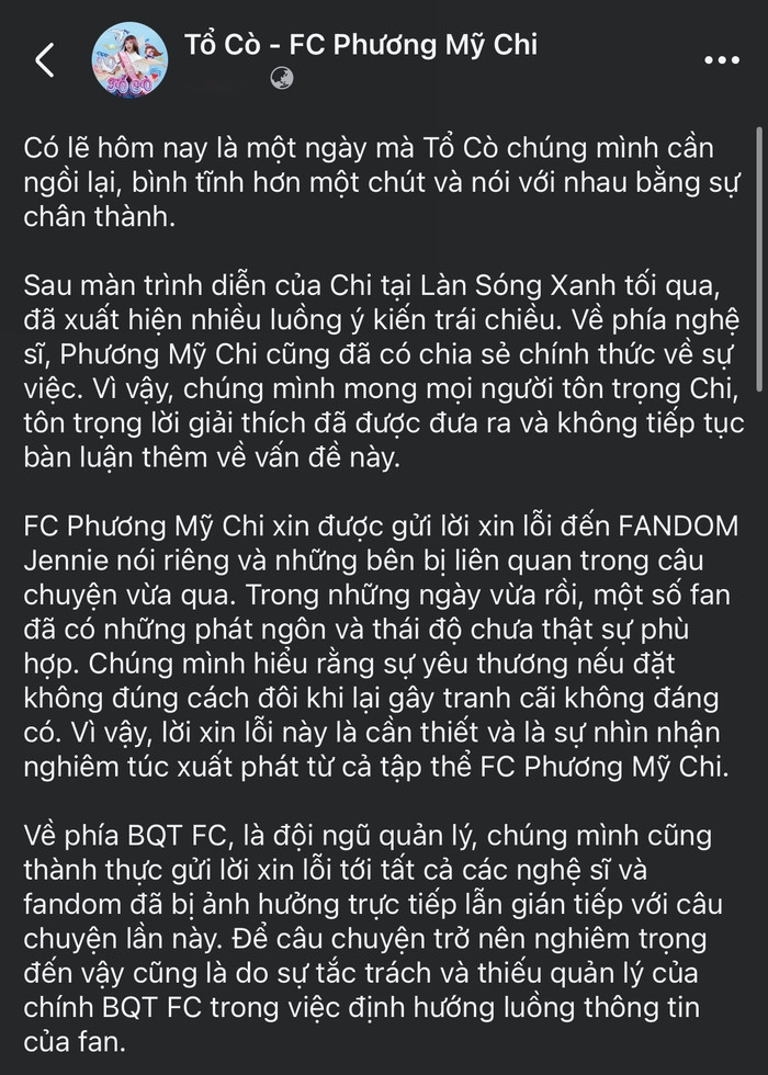 FC Tổ Cò lên tiếng về ồn ào của Phương Mỹ Chi Ảnh 2