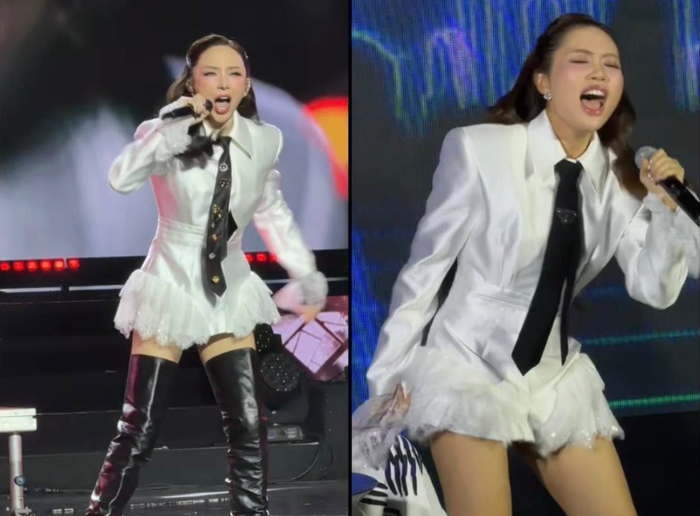 Phương Mỹ Chi đã tái hiện màn trình diễn của Tóc Tiên tại lễ trao giải Làn Sóng Xanh. Ảnh: FBNV