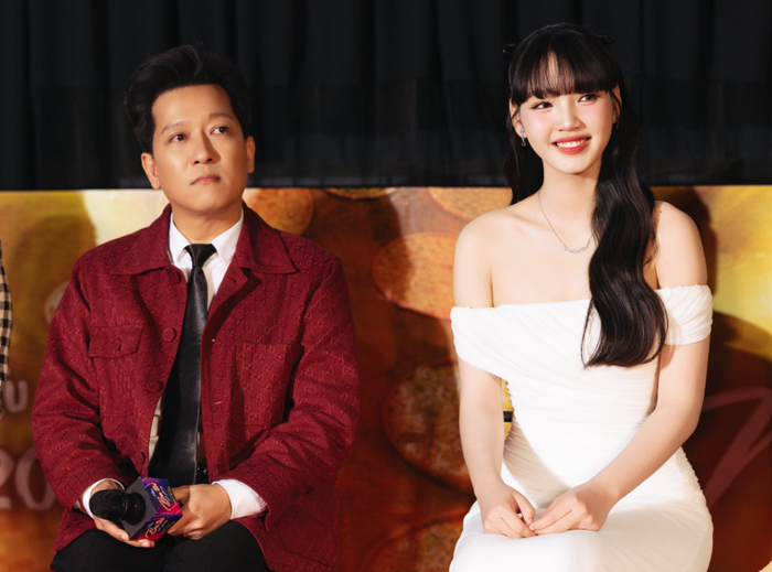 Minh Anh và Trường Giang trong buổi ra mắt phim Nhà ba tôi một phòng, màn kết hợp cha con được chờ đợi dịp Tết 2026