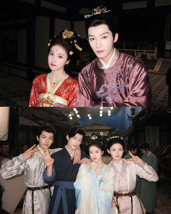 Bạch Lộc, Vương Tinh Việt và dàn diễn viên phim Đường cung kỳ án (Ảnh: Weibo).