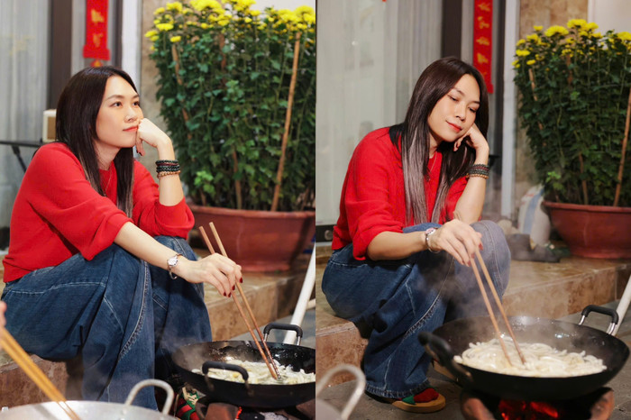 Dù đã U50 nhưng nàng 'họa my tóc nâu' vẫn rất trẻ trung dù không trang điểm cầu kỳ &nbsp;- Ảnh: FBNV