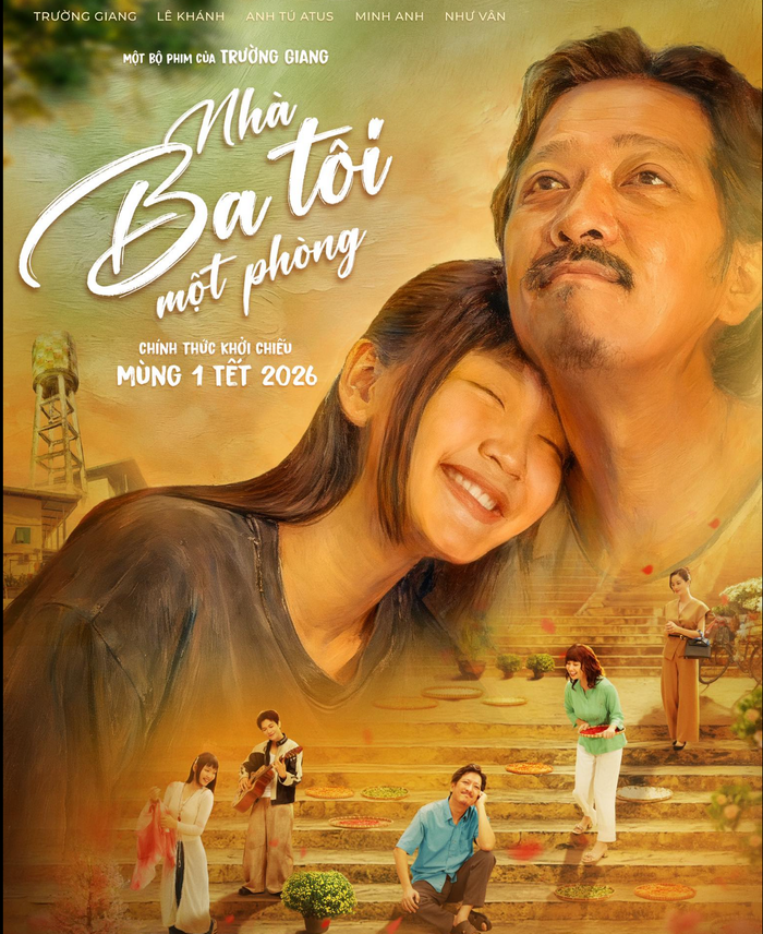 Dàn diễn viên chính trong phim Nhà Ba Tôi Một Phòng được kỳ vọng sẽ giúp Trường Giang 'thắng lớn' trong cuộc đua phòng vé Tết. - Ảnh: NSX
