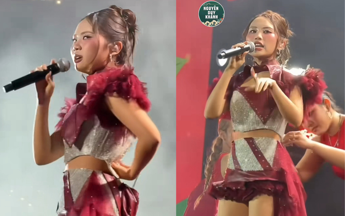 Phương Mỹ Chi vẫn giữ được sự bình tĩnh để giao lưu cùng khán giả, sau đó nhờ sự hỗ trợ của ê-kíp để chỉnh sửa lại trang phục.