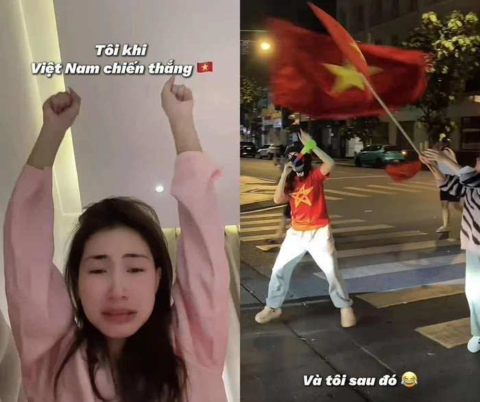 Hòa Minzy ăn mừng thành tích của U23 Việt Nam sau khi thắng U23 Hàn Quốc.