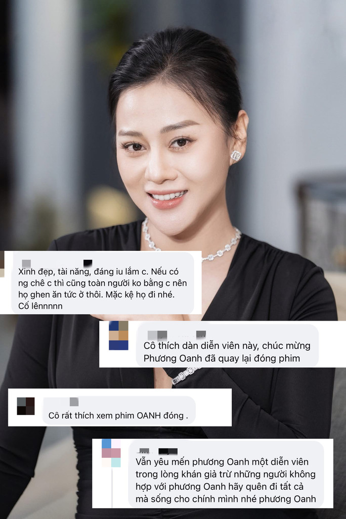 Khán giả gửi lời động viên và phản ứng tích cực mong Phương Oanh quay trở lại phim Việt.&nbsp;