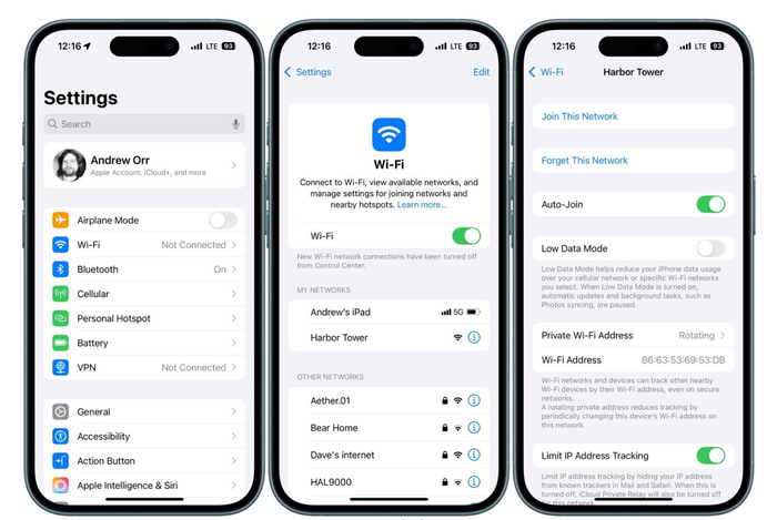 Vào Wifi và nhấn biểu tượng chữ 'i', sau đó chọn Quên Mạng Này để cài đặt lại wifi. (Ảnh: Apple Insider)