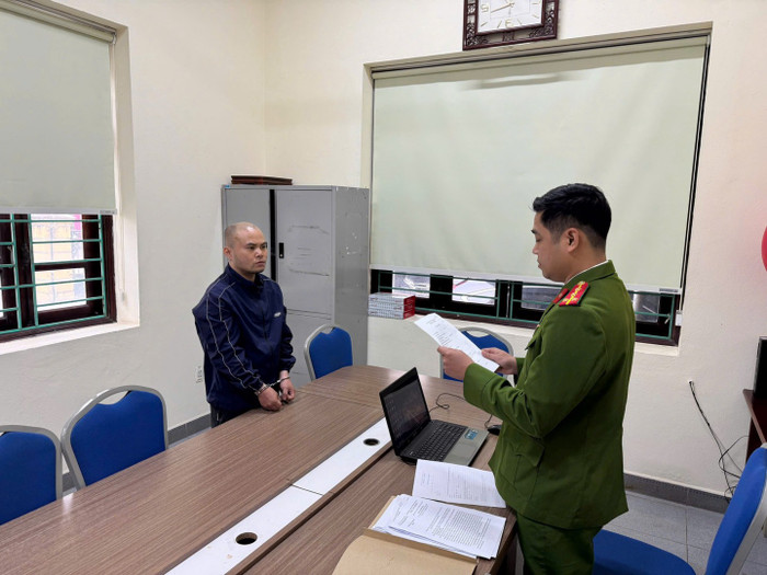 Cơ quan Công an làm việc với đối tượng Hồ Thiên Mạnh.&nbsp;