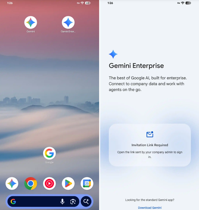 Giao diện của Gemini Enterprise rất giống với ứng dụng Gemini. Ảnh: 9to5google