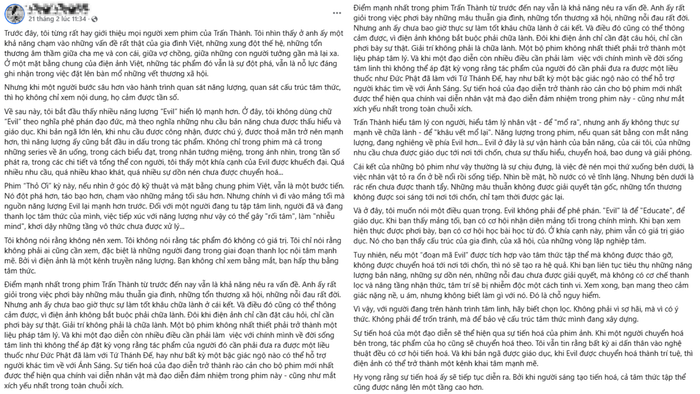 Mạng xã hội lan truyền một bài bình luận dài về bộ phim Thỏ Ơi!! của Trấn Thành.&nbsp;