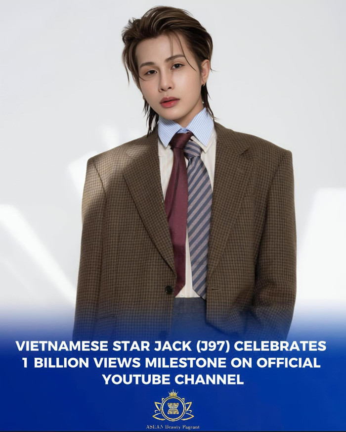 Jack (J97) được chuyên trang quốc tế ASEAN Beauty Pageant chúc mừng cột mốc 1 tỷ lượt xem trên Youtube. (Ảnh: FBNV)