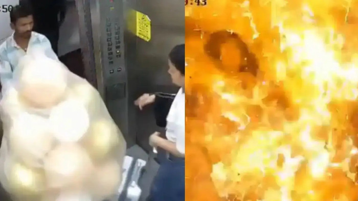 Nam shipper mang túi bóng bay vào thang máy, sự việc kinh hoàng xảy ra sau đó Ảnh 1