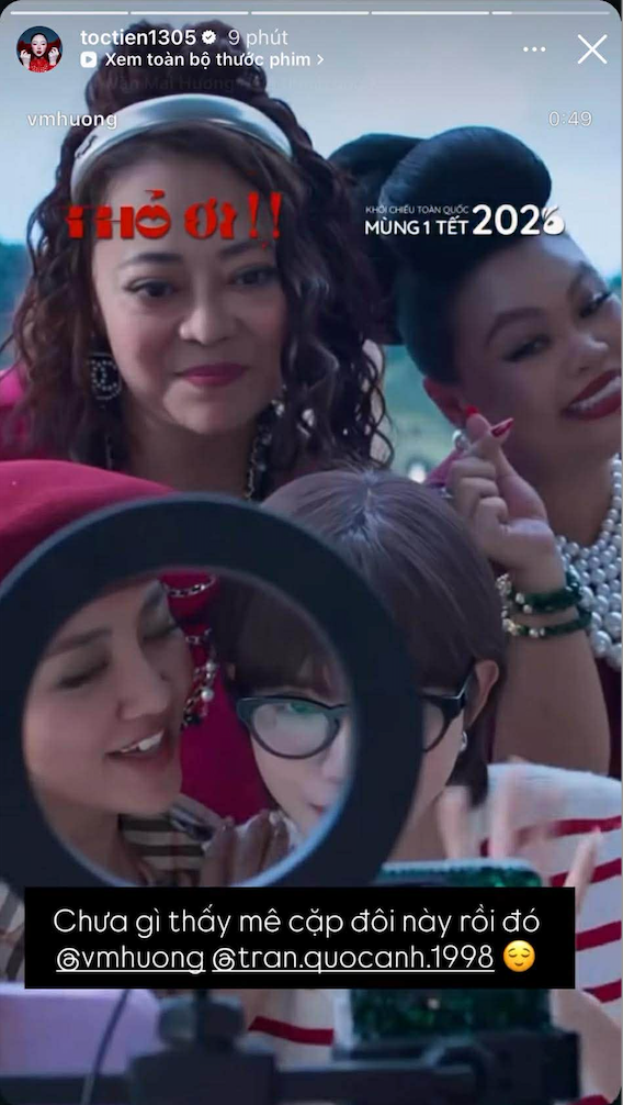 Tóc Tiên nhận xét 9 từ về cặp đôi Văn Mai Hương - Quốc Anh trong phim Trấn Thành (Ảnh: Chụp màn hình)
