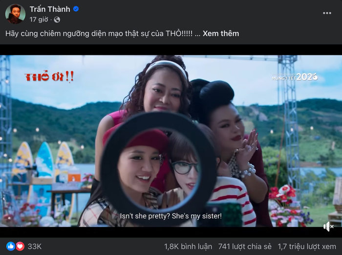 Trailer phim Thỏ Ơi! của Trấn Thành đạt hơn 30 nghìn lượng tương tác sau chưa đầy 24 giờ. (Ảnh: chụp màn hình)